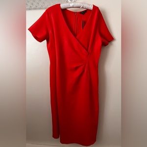 NWT Lands’ End Women’s Short Sleeve Knit Faux Wrap Dress Red Size 12